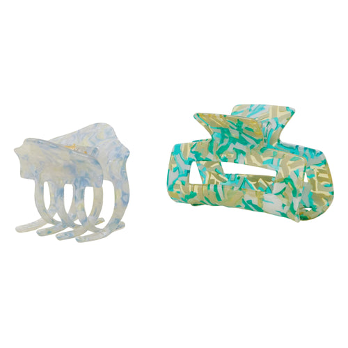 Accessorize London Women's Blue Multi Mixed Resin Claw Clips 2-Pack