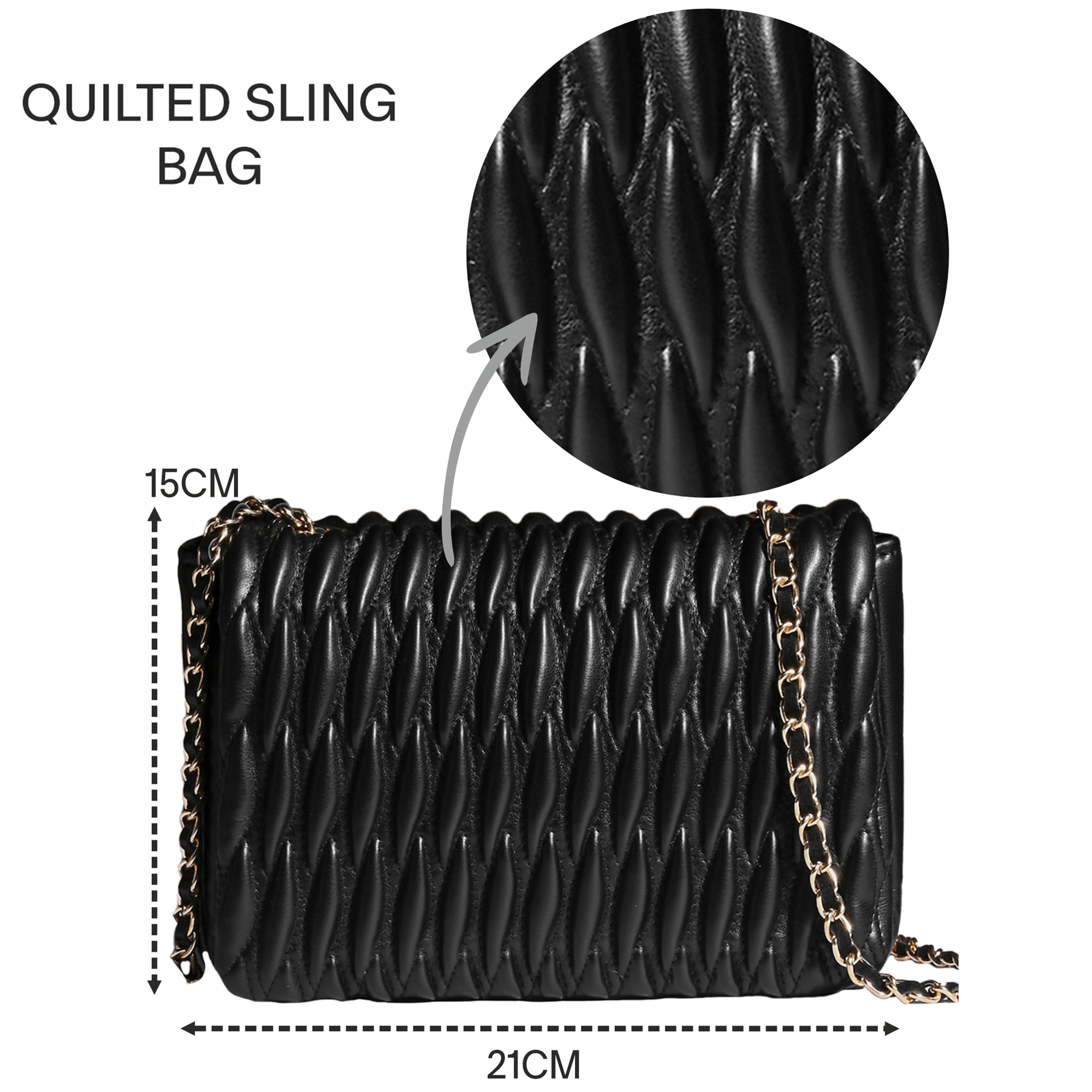 Black quilted sling bag hotsell