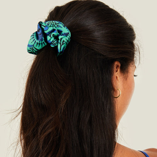 Accessorize London Women's Green Jungle Print Scrunchie Set of 2