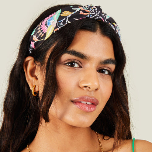 Accessorize London Women's Black Tropical Print Knot Headband