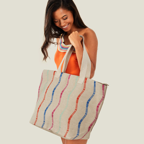 Accessorize London Women's Wiggle Stripe Tote Bag