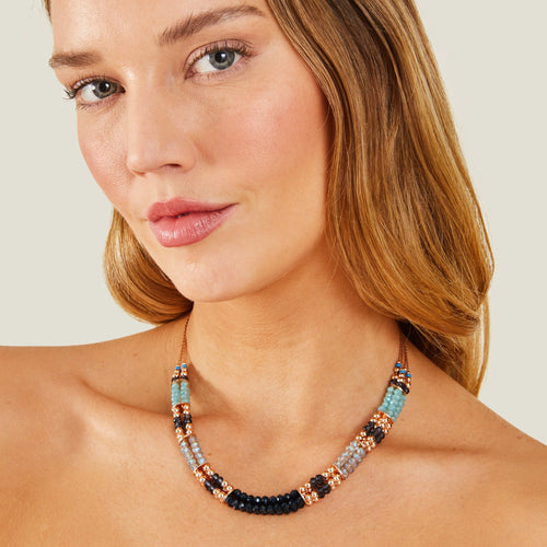 Accessorize London Women's Multi Layered Facet Bead Collar Necklace