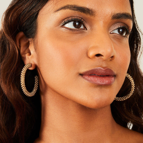 Accessorize London Women's Gold Bobble Hoop Earrings
