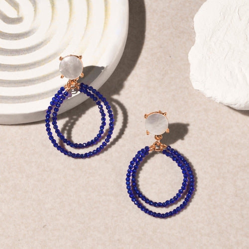 Accessorize London Women's Double Facet Bead Hoop Earrings