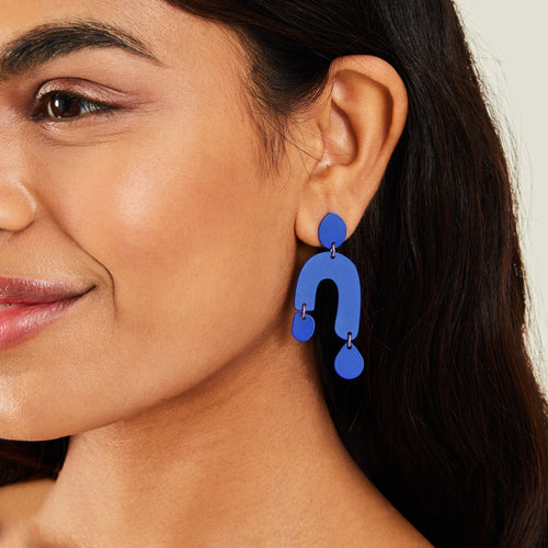 Accessorize London Women's Blue Organic Abstract Shape Drop Earrings