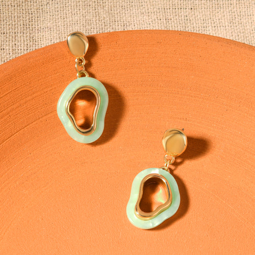 Accessorize London Women's Green Resin Inlay Drop Earrings