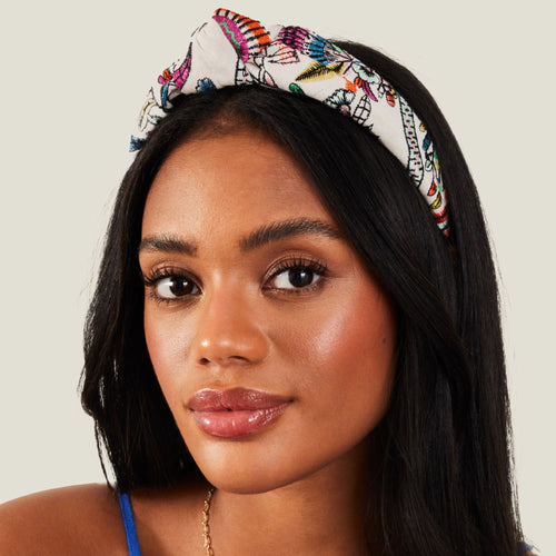 Accessorize London Women's Embroidered Tropical Knot Headband
