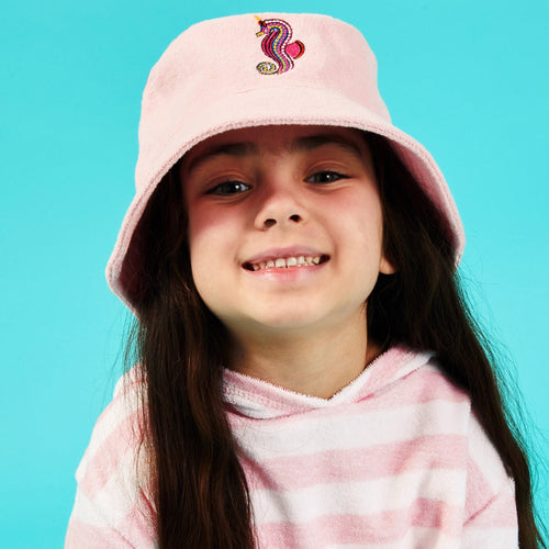 Accessorize London Seahorse Towelling Bucket Hat Pink (3-6 years)
