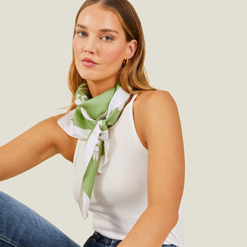 Accessorize London Women's Satin Square Scarf Green