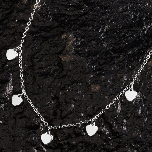 Accessorize London Women's Silver Heart Station Necklace