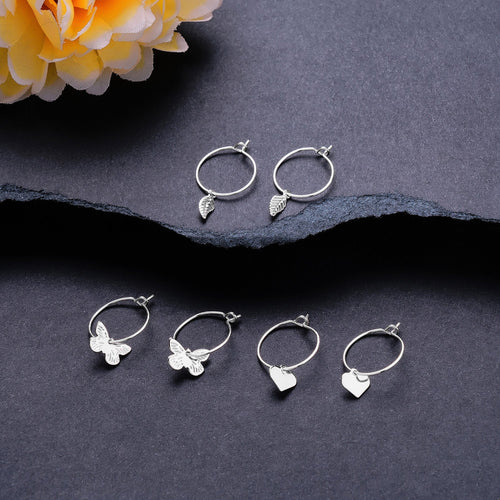 Accessorize London Women's Silver Butterfly Hoops Pack of Three