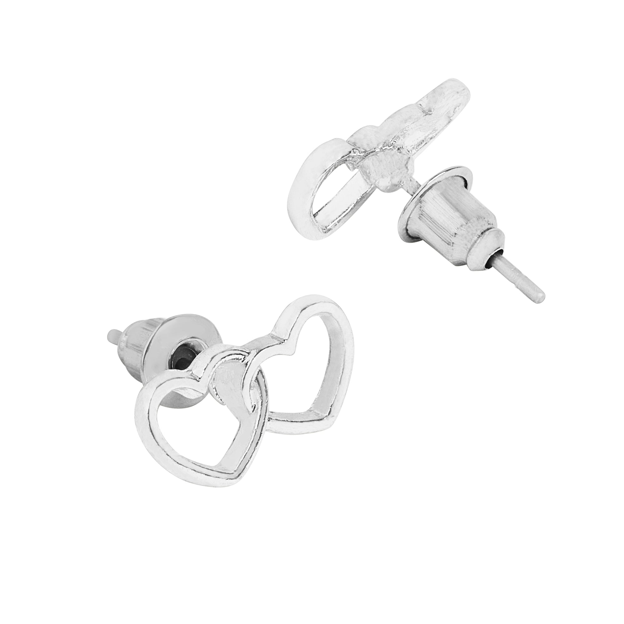 Accessorize London Women's Silver Linked Heart Stud Earrings Pack