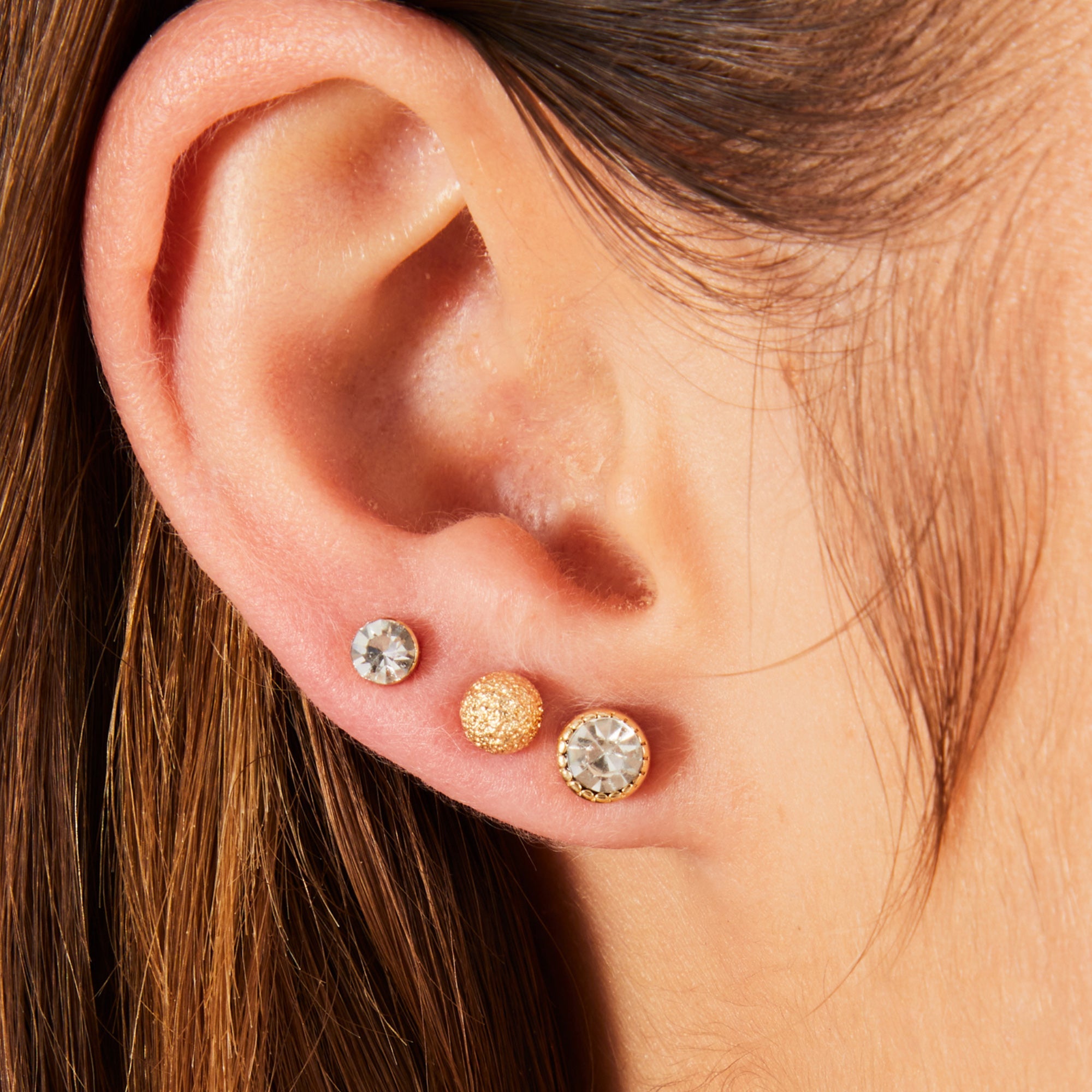 Gold Sparkle Stud Earrings Pack of Fifteen