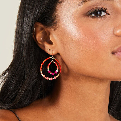 Accessorize London Women's Pink Small Double Hoop Earrings