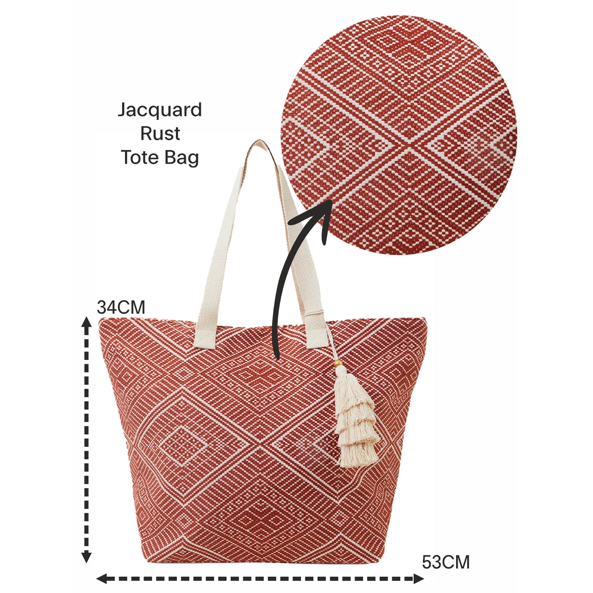 Red Jacquard Tote Bag