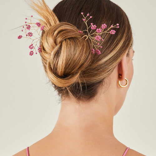 Accessorize London Women's Pink  Flower Hair Pins  Pack-2