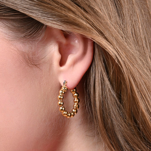 Accessorize London Women's Gold Small Bobble Hoop Earrings