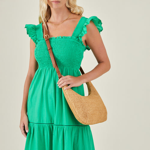 Natural Raffia Scoop Cross Body bag