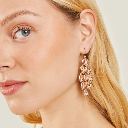 Accessorize London Women's Pink Gem Long Drop Earrings