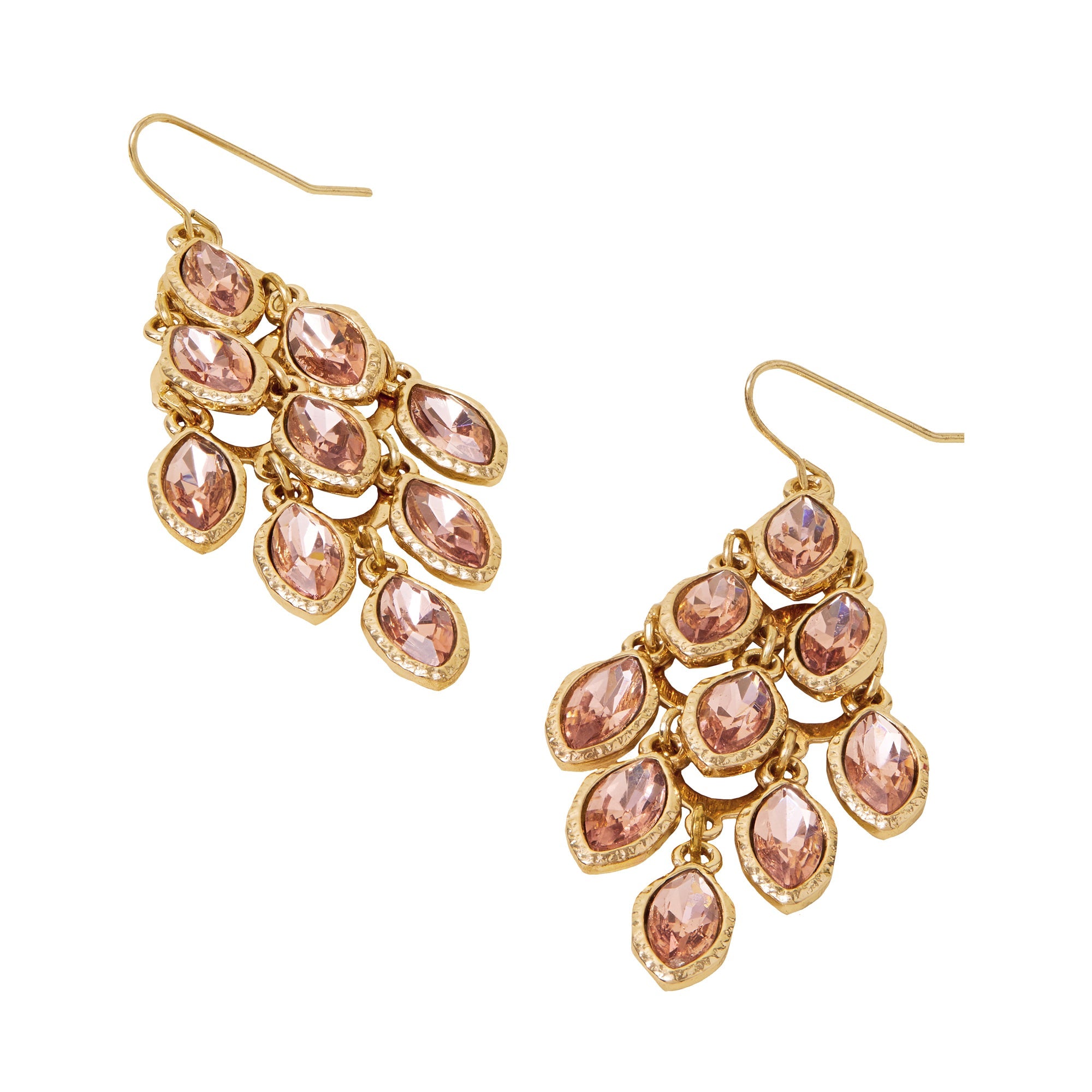Pink Gem Long Drop Earrings