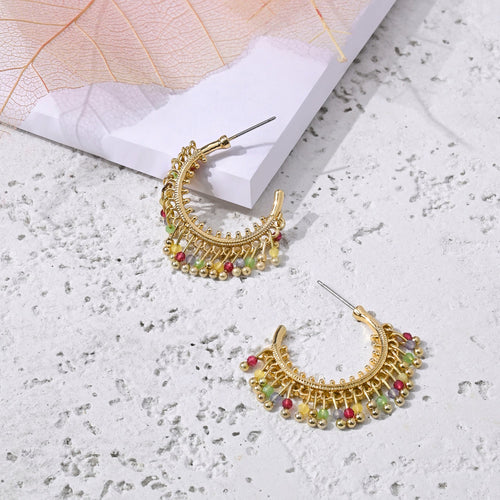 Accessorize London Women's Gold Tassle Hoop Earrings