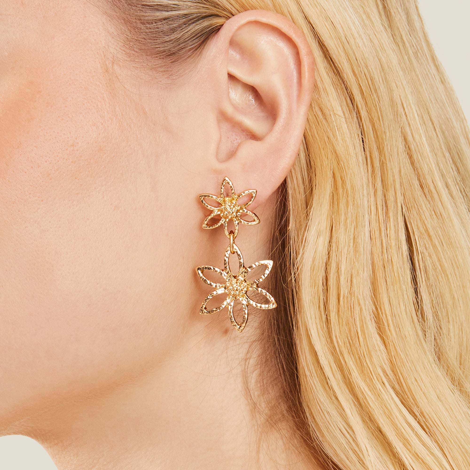 Gold Flower Statement Earrings