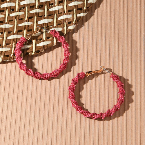 Accessorize London Women's PinkTwist Thread Hoop Earrings