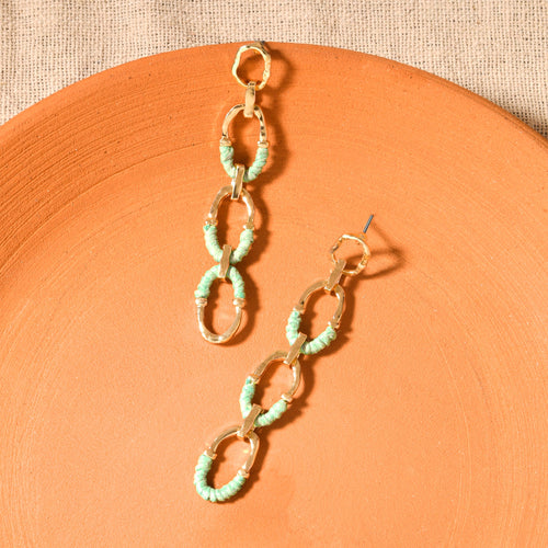 Accessorize London Women's Mint Wrapped Link Earrings