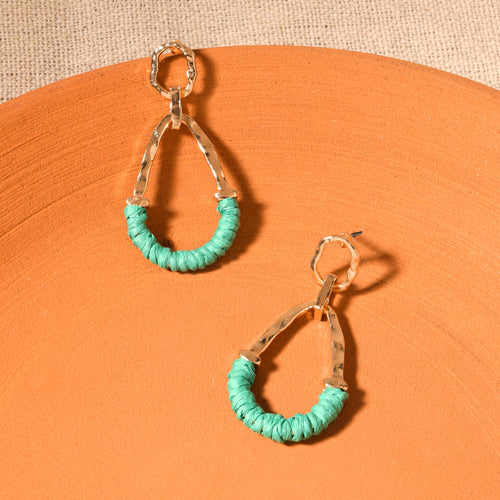 Accessorize London Women's Green Wrapped Teardrop Earrings