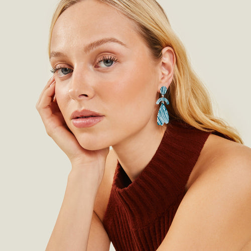 Accessorize London Women's Blue Print Mix Shape Earrings