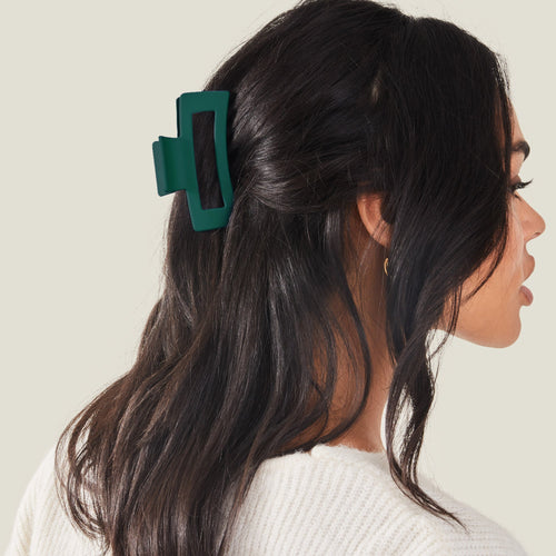 Accessorize London Women's Teal Rectangle Matte Claw Clip