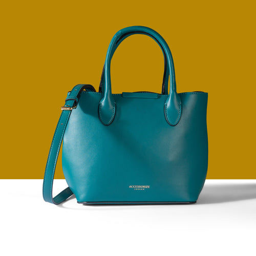 Accessorize London Women's Teal Clean Bar Satchel Bag