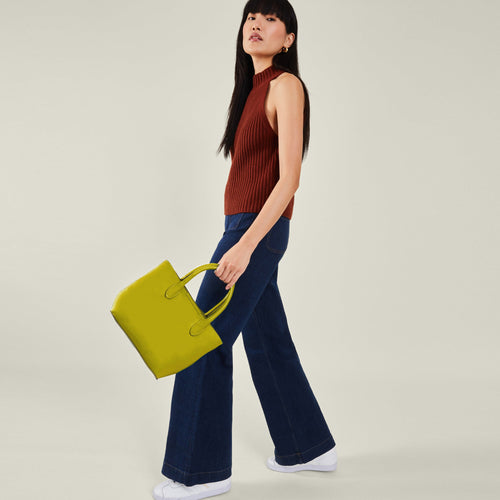 Accessorize London Women's Lime Yellow Clean Bar Satchel Bag