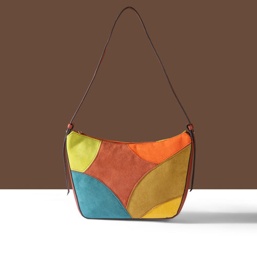 Accessorize London Women's Brown Patchwork Shoulder Bag