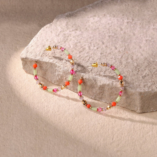 Accessorize London Women's Multi Small Beaded Hoop Earringss