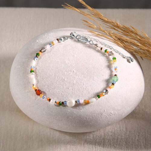 Accessorize London Women's Sterling Silver-plated Beaded Bracelet