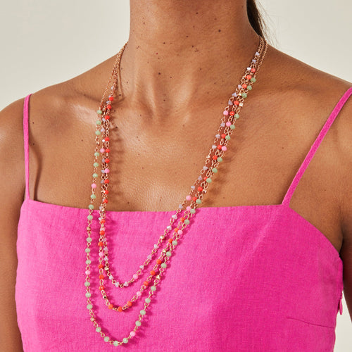 Accessorize London Women's Multi Longline Layered Facet Bead Necklace