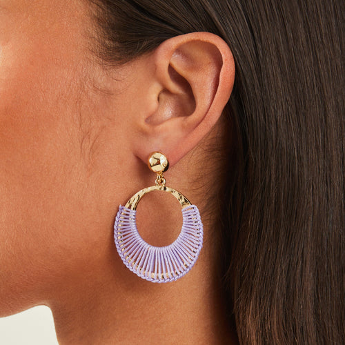 Accessorize London Women's Lilac Thread Wrap Hoop Earrings