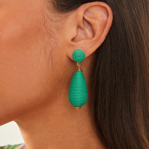 Accessorize London Women's Green Wrapped Short Drop Earrings