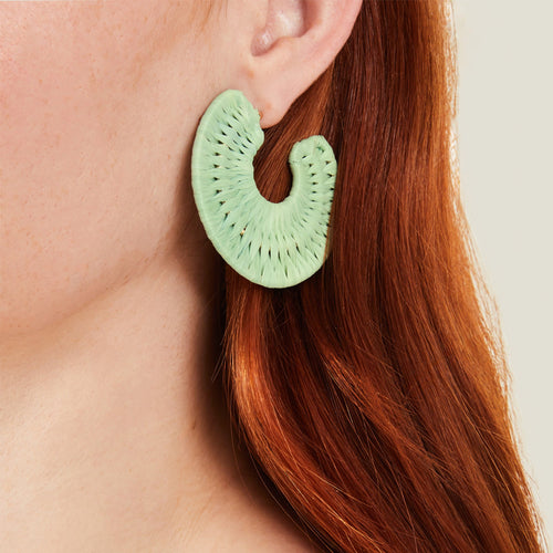 Accessorize London Women's Mint Raffia Wrap Hoop Earrings