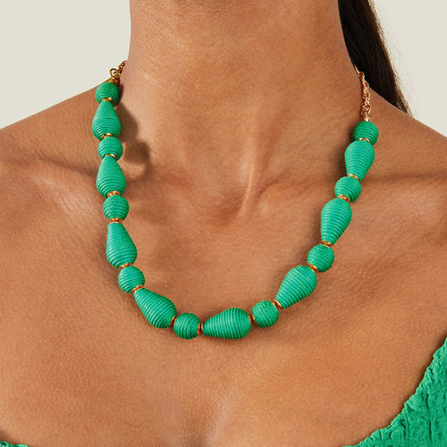 Accessorize London Women's Green Wrapped Collar Necklace