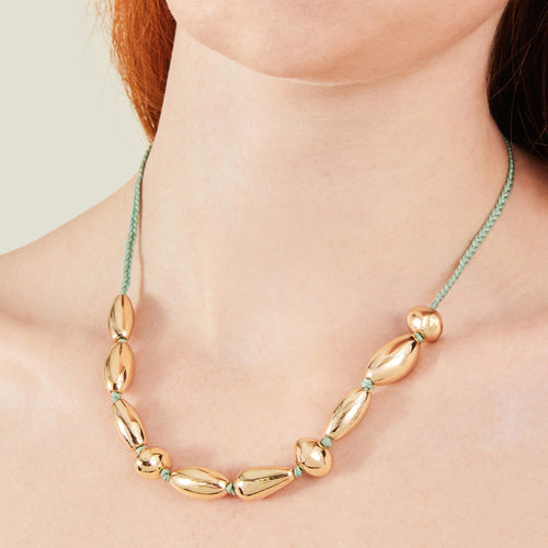 Accessorize London Women's Gold Mixed Shape Thread Necklace