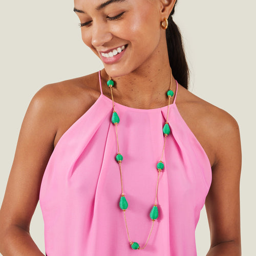Accessorize London Women's Green Wrapped Longline Necklace