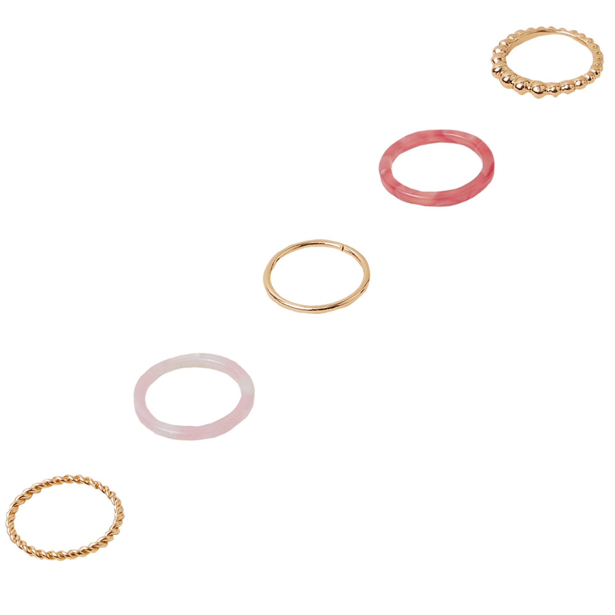 Small Pink Resin Rings Set Of 5 