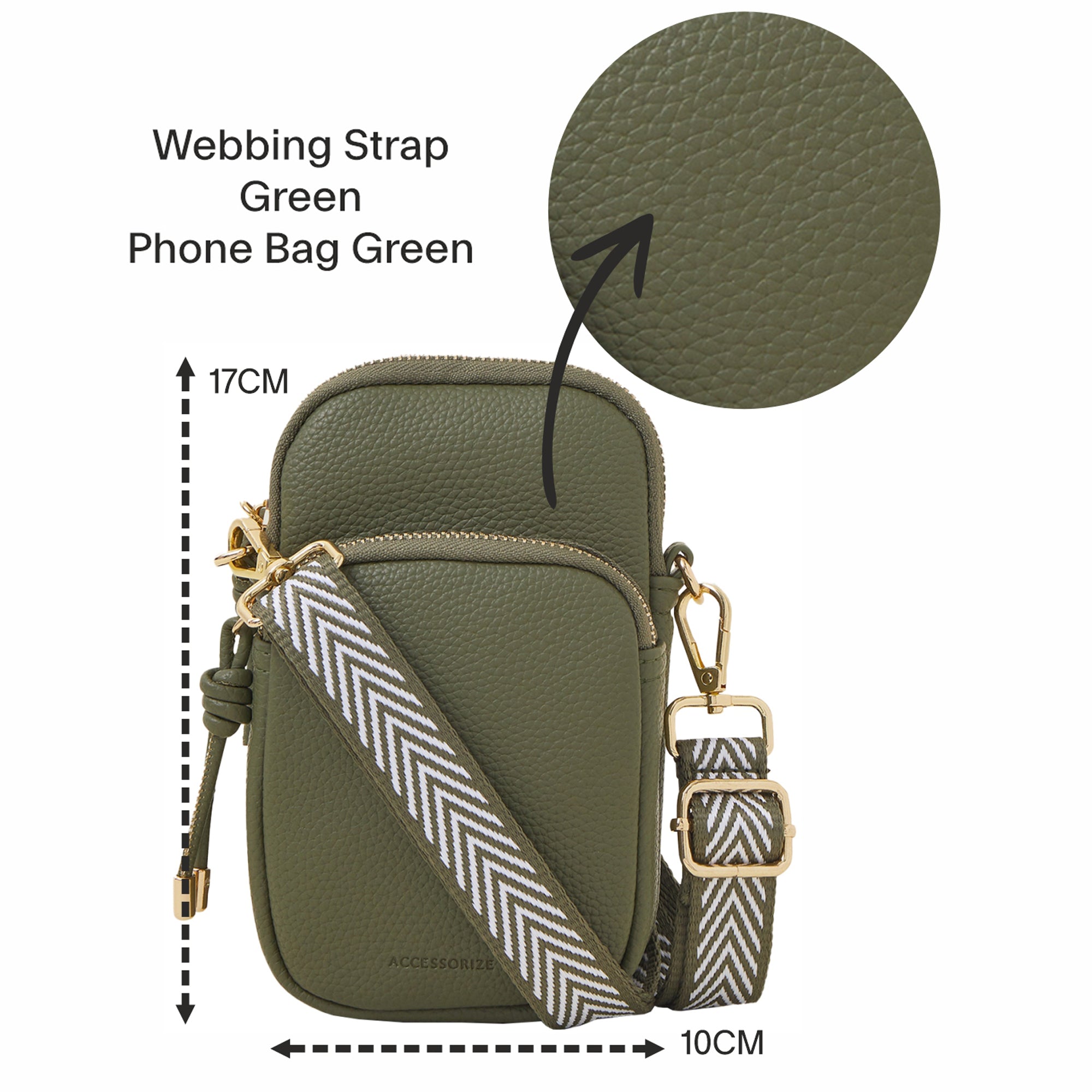 Green Webbing Strap Phone Bag