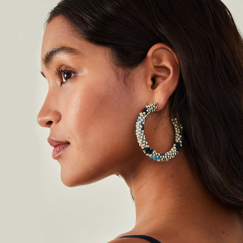 Accessorize London Women's Giant Large Beaded Hoop Earringss