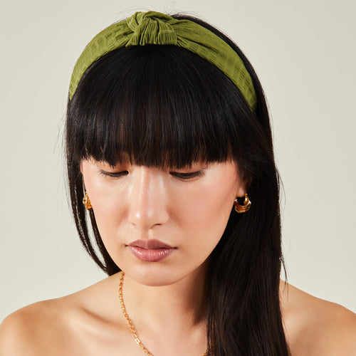 Accessorize London Women's Green Textured Knot Headband