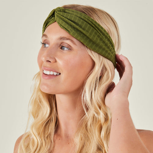 Accessorize London Women's GreenTextured Knot Bando Headband