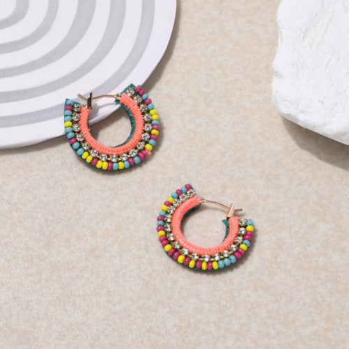 Accessorize London Women's Multi Tiny Gem Beaded Hoops