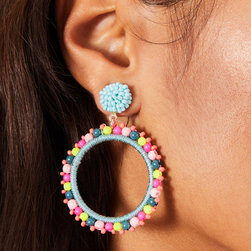 Accessorize London Women's Multi Beaded Stud Hoop Earrings